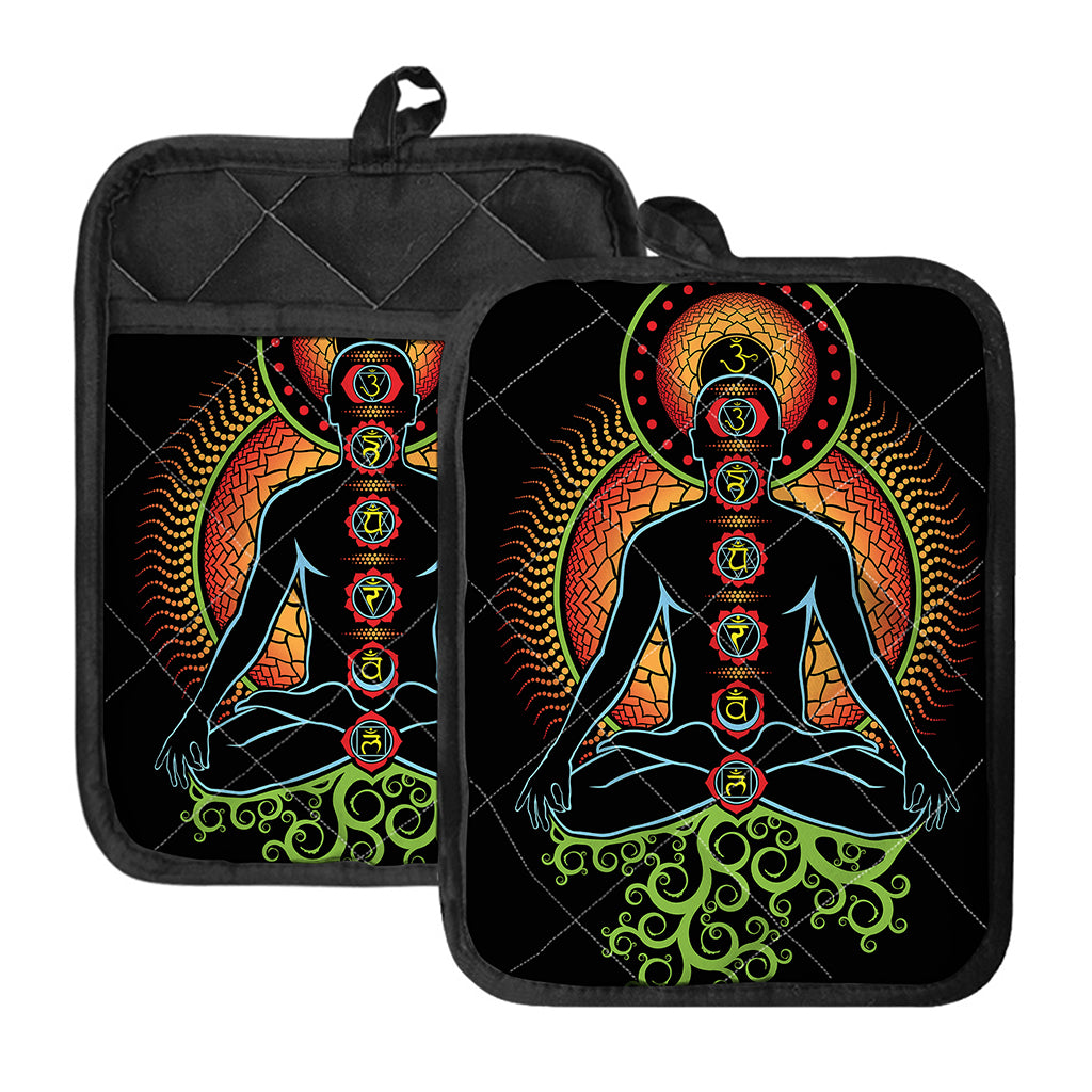 The Seven Chakras Print Pot Holders With Pocket
