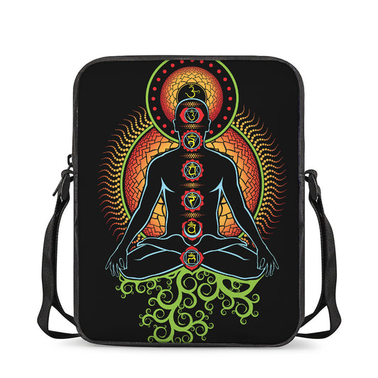 The Seven Chakras Print Rectangular Crossbody Bag
