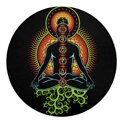 The Seven Chakras Print Round Blanket