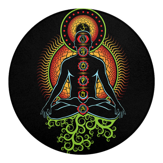 The Seven Chakras Print Round Blanket