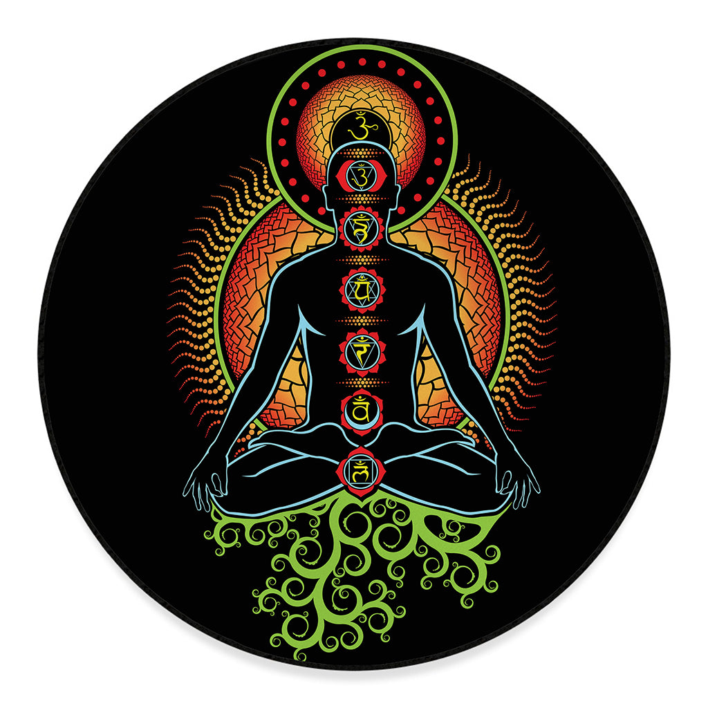 The Seven Chakras Print Round Floor Mat