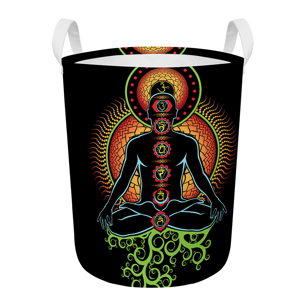 The Seven Chakras Print Round Laundry Basket