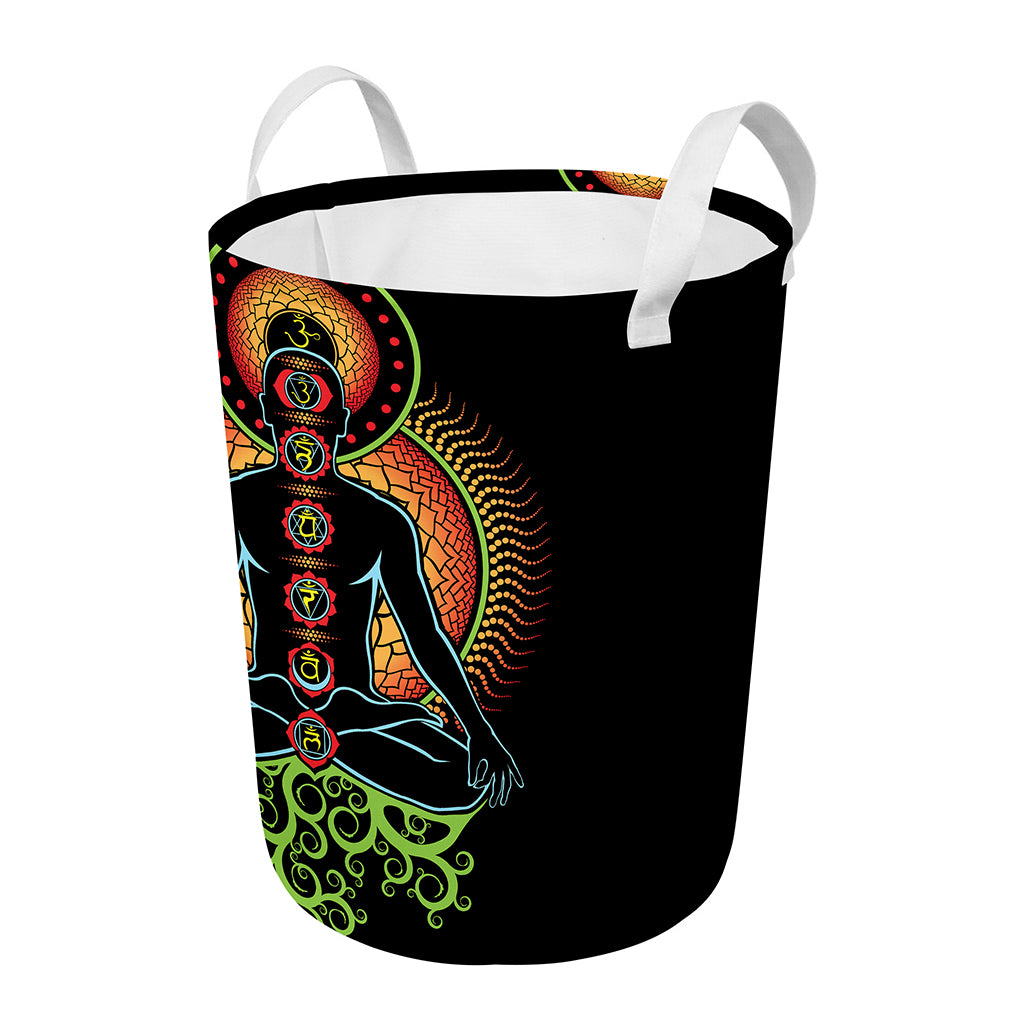 The Seven Chakras Print Round Laundry Basket