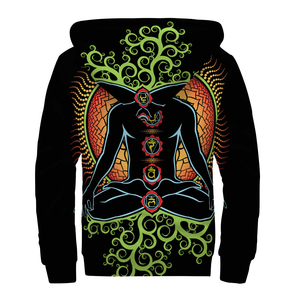 The Seven Chakras Print Sherpa Lined Zip Up Hoodie
