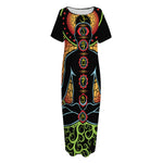 The Seven Chakras Print Short Sleeve Long Nightdress