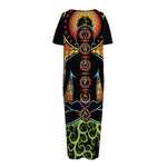 The Seven Chakras Print Short Sleeve Long Nightdress