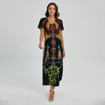 The Seven Chakras Print Short Sleeve Maxi Dress