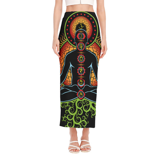 The Seven Chakras Print Side Slit Maxi Skirt