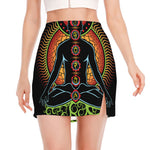 The Seven Chakras Print Side Slit Mini Skirt