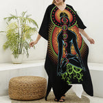 The Seven Chakras Print Silk V-Neck Kaftan Dress