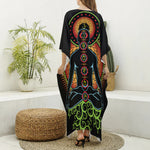 The Seven Chakras Print Silk V-Neck Kaftan Dress