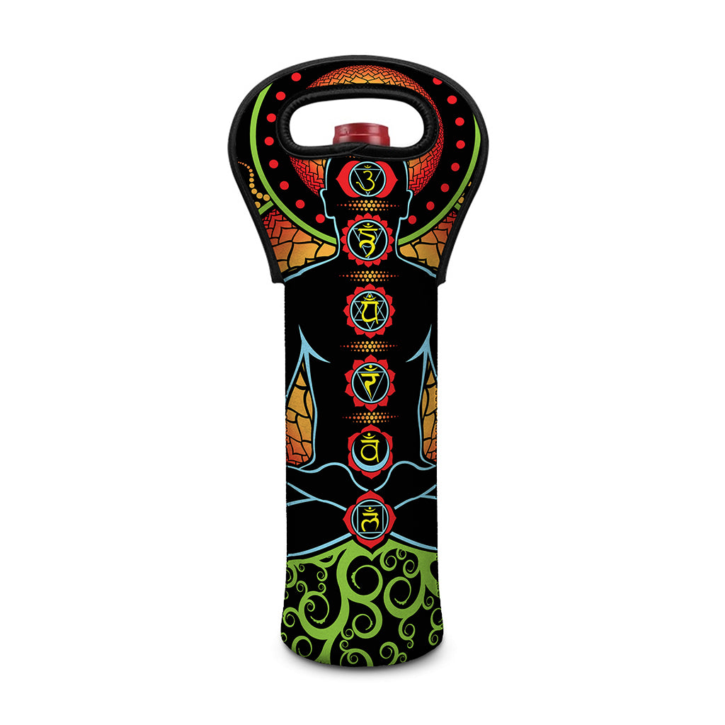 The Seven Chakras Print Single Neoprene Wine Tote