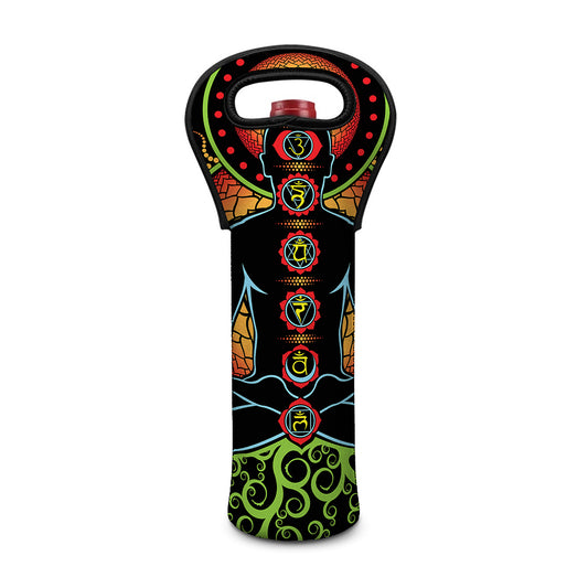 The Seven Chakras Print Single Neoprene Wine Tote