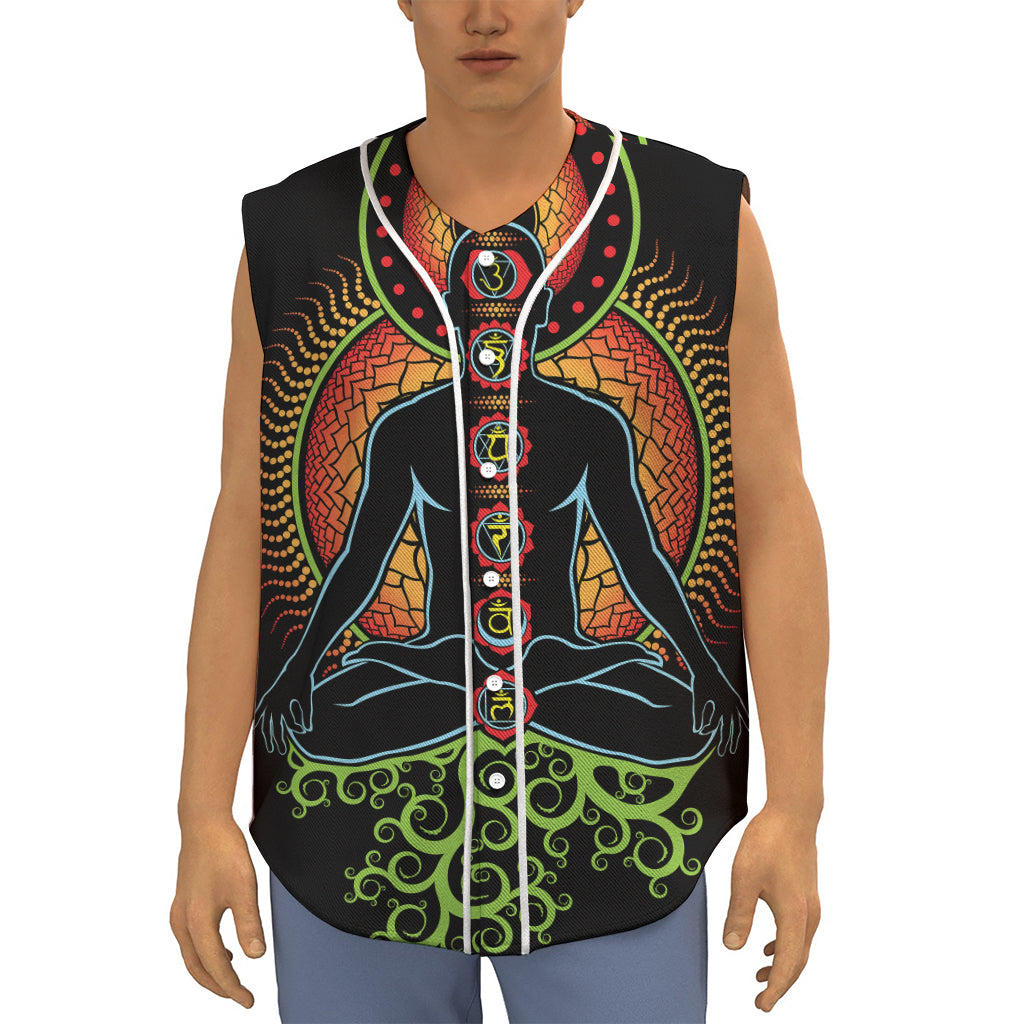 The Seven Chakras Print Sleeveless Baseball Jersey