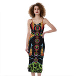 The Seven Chakras Print Slim Fit Midi Cami Dress