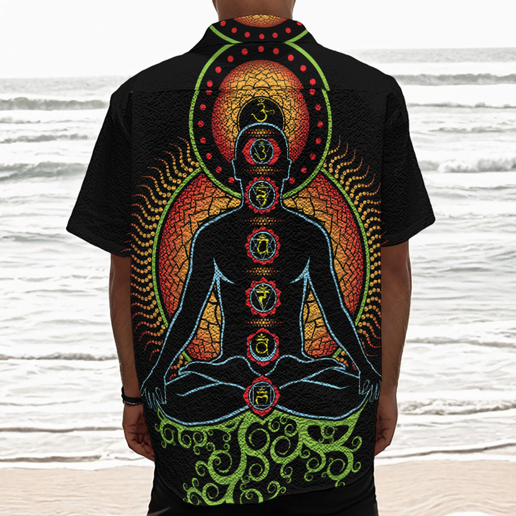 The Seven Chakras Print Textured Short Sleeve Shirt