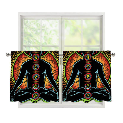 The Seven Chakras Print Tier Curtains