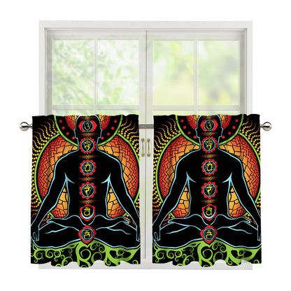 The Seven Chakras Print Tier Curtains