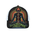 The Seven Chakras Print White Mesh Trucker Hat