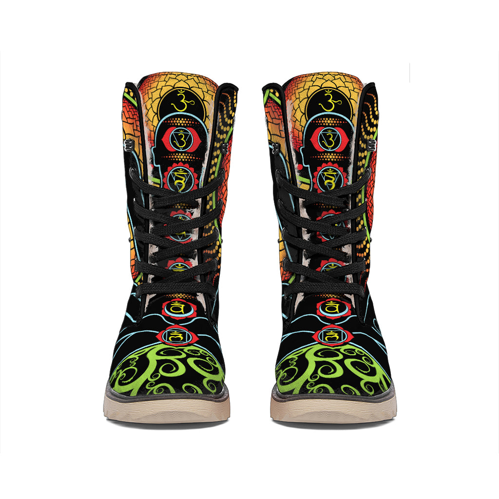 The Seven Chakras Print Winter Boots