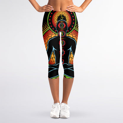 The Seven Chakras Print Women's Capri Leggings