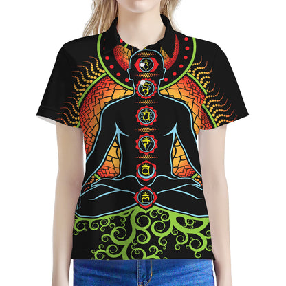 The Seven Chakras Print Women's Polo Shirt