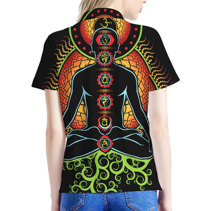 The Seven Chakras Print Women's Polo Shirt