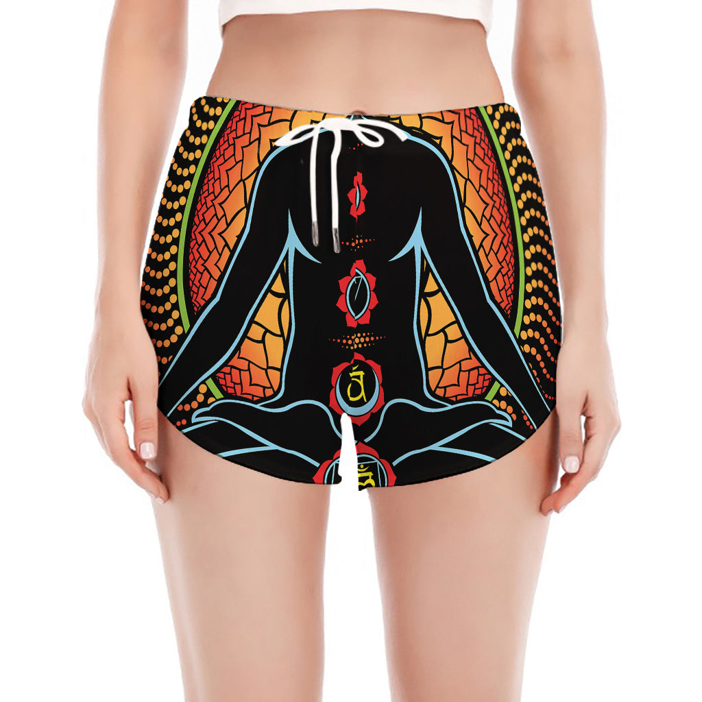 The Seven Chakras Print Women's Split Running Shorts