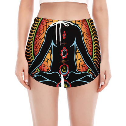 The Seven Chakras Print Women's Split Running Shorts