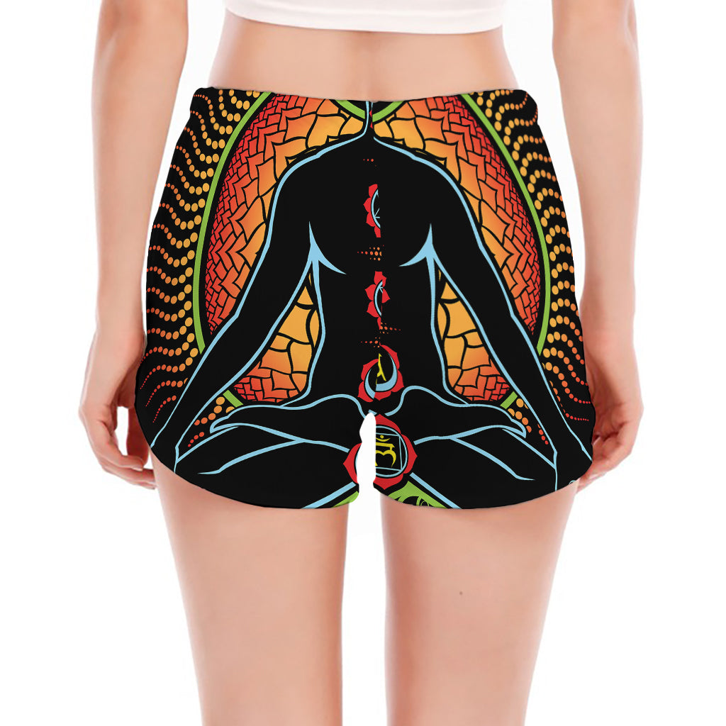 The Seven Chakras Print Women's Split Running Shorts