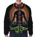 The Seven Chakras Print Zip Sleeve Bomber Jacket