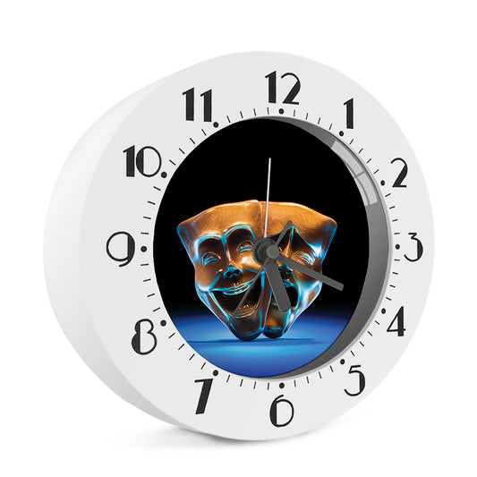 The Sock And Buskin Theatre Masks Print Alarm Clock