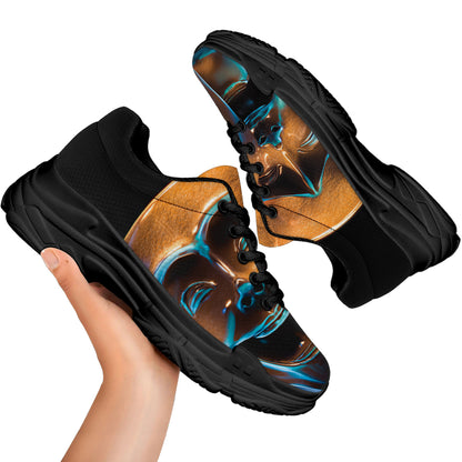 The Sock And Buskin Theatre Masks Print Black Chunky Shoes