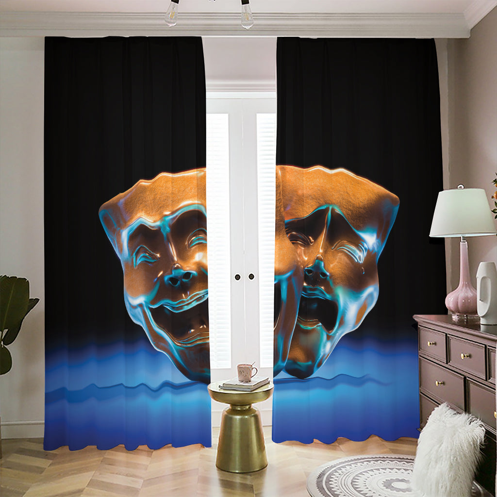 The Sock And Buskin Theatre Masks Print Blackout Pencil Pleat Curtains