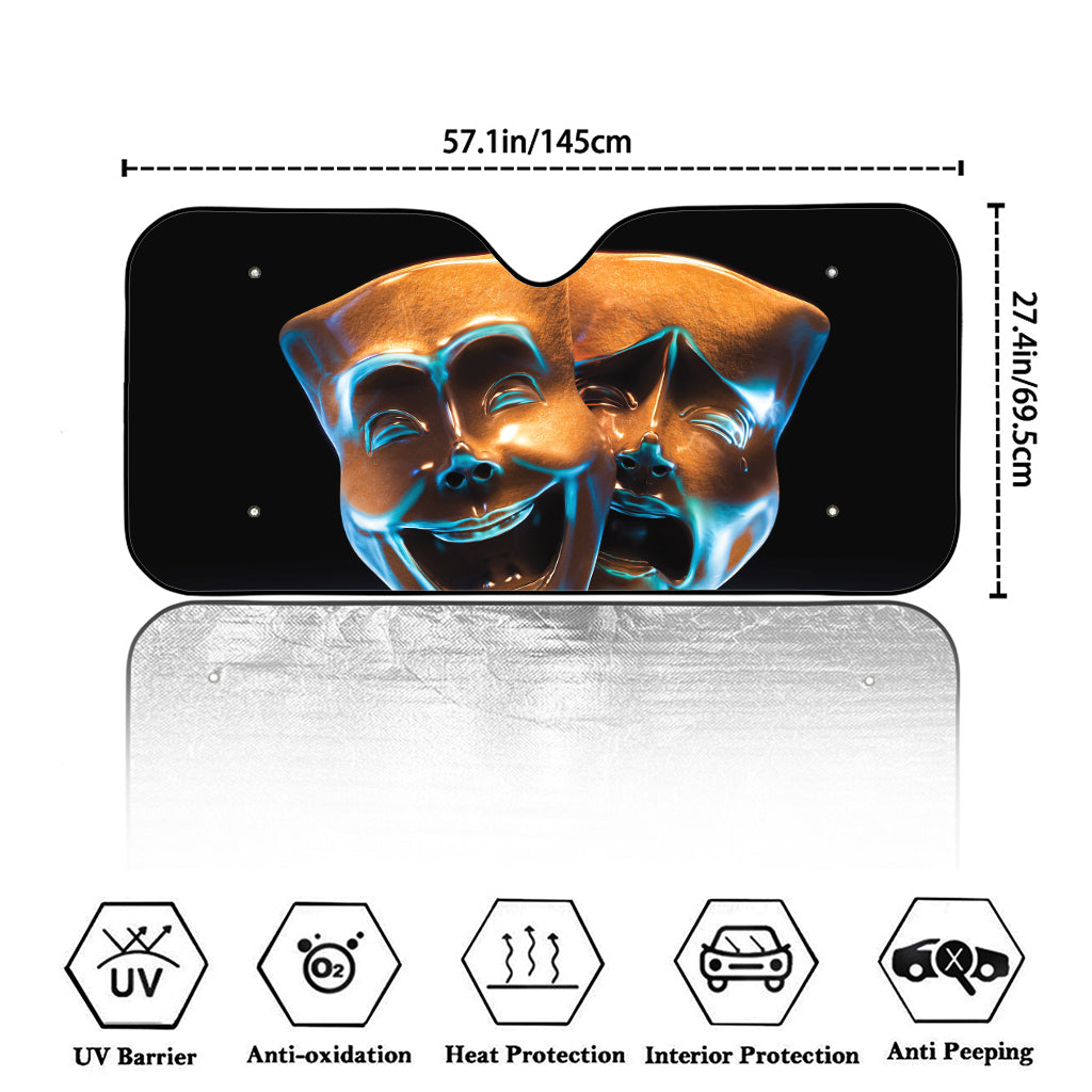 The Sock And Buskin Theatre Masks Print Car Windshield Sun Shade