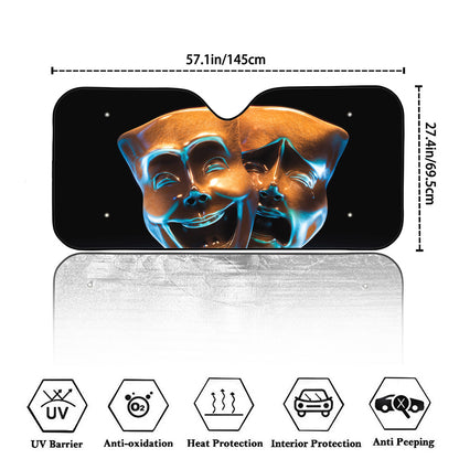The Sock And Buskin Theatre Masks Print Car Windshield Sun Shade