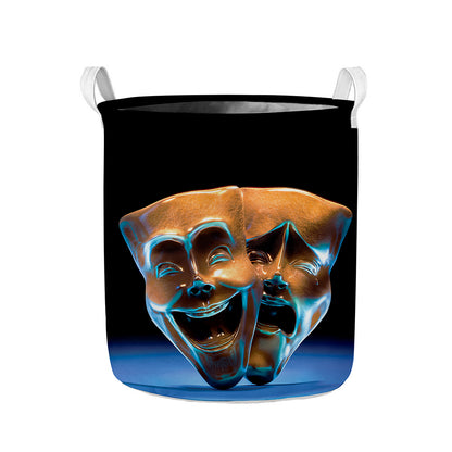 The Sock And Buskin Theatre Masks Print Collapsible Laundry Basket