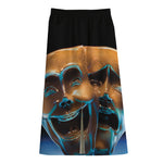 The Sock And Buskin Theatre Masks Print Cotton Front Slit Maxi Skirt