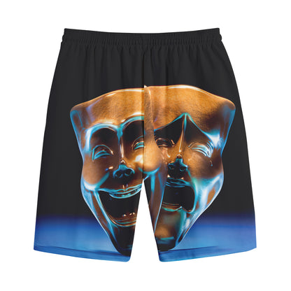 The Sock And Buskin Theatre Masks Print Cotton Shorts