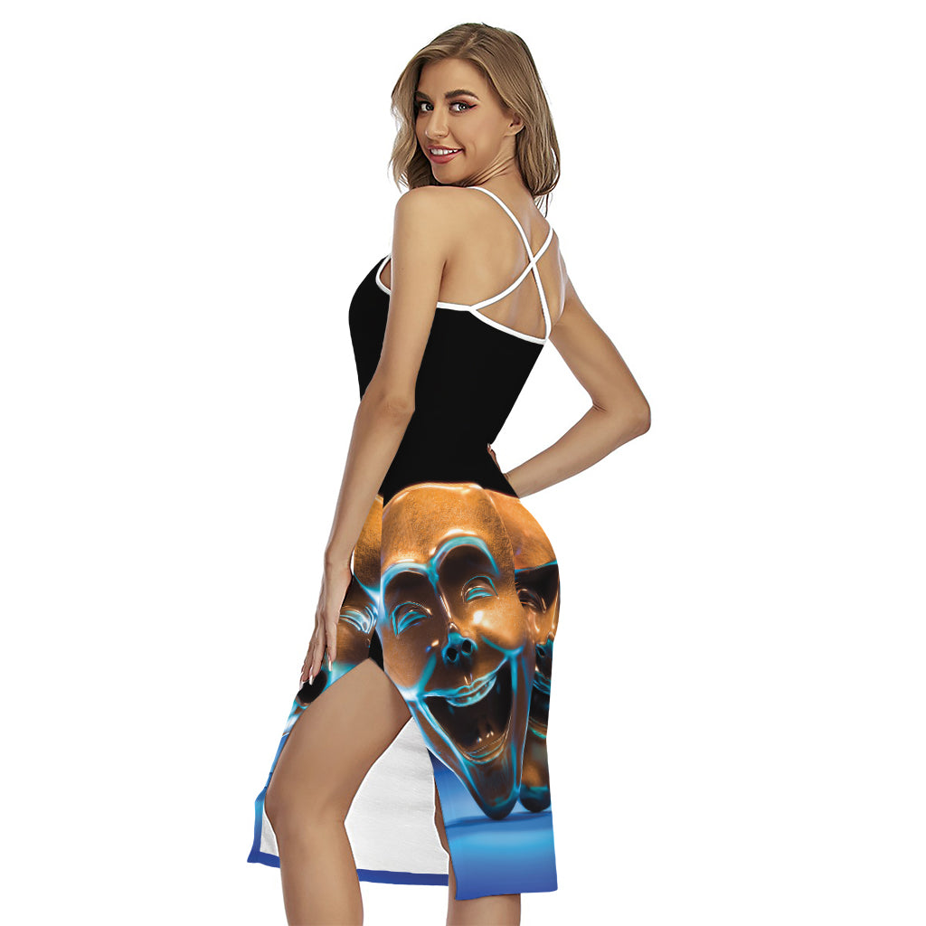 The Sock And Buskin Theatre Masks Print Cross Back Cami Dress