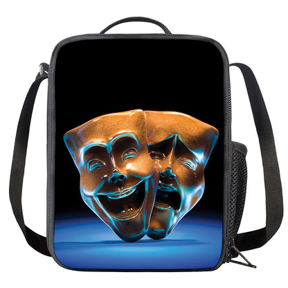 The Sock And Buskin Theatre Masks Print Crossbody Lunch Bag