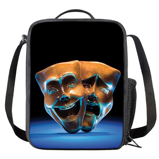 The Sock And Buskin Theatre Masks Print Crossbody Lunch Bag