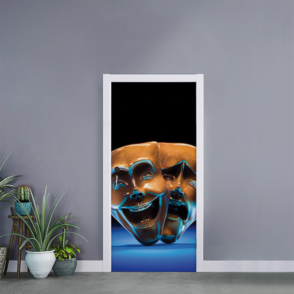 The Sock And Buskin Theatre Masks Print Door Sticker