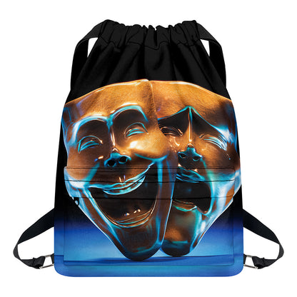 The Sock And Buskin Theatre Masks Print Drawstring Backpack