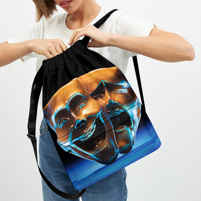 The Sock And Buskin Theatre Masks Print Drawstring Backpack
