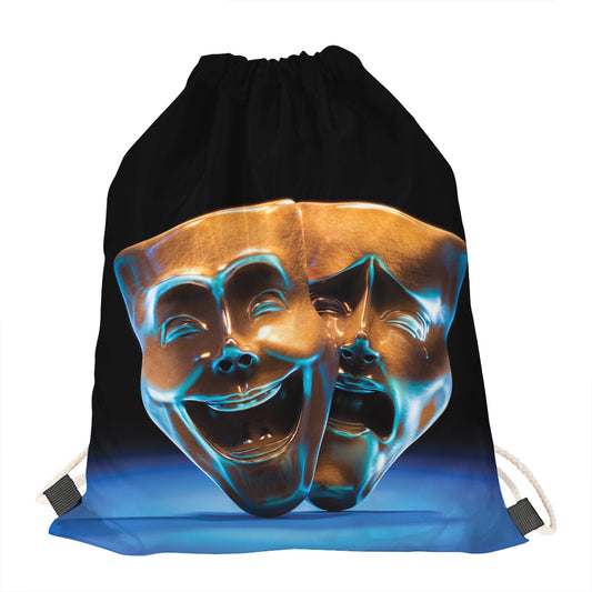 The Sock And Buskin Theatre Masks Print Drawstring Bag