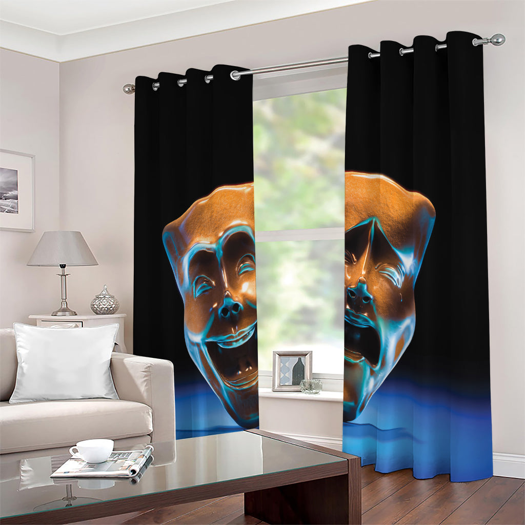 The Sock And Buskin Theatre Masks Print Extra Wide Grommet Curtains