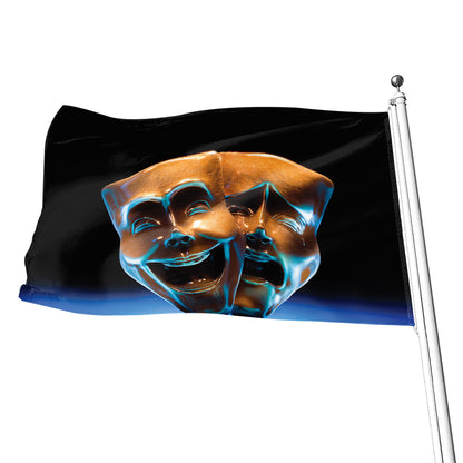 The Sock And Buskin Theatre Masks Print Flag