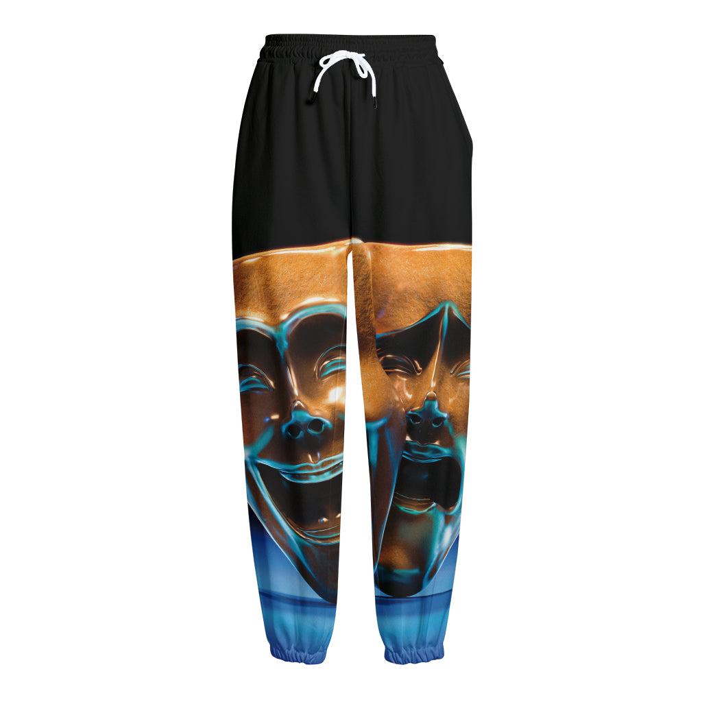 The Sock And Buskin Theatre Masks Print Fleece Lined Knit Pants