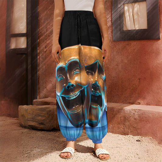 The Sock And Buskin Theatre Masks Print Harem Pants